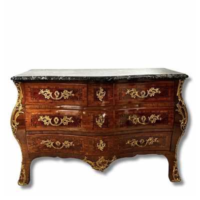 Lot 363 - A Louis XV design kingwood commode, of bombe...