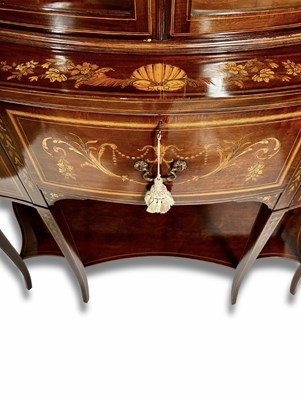 Lot 233 - An Edwardian mahogany bow-fronted vitrine,...