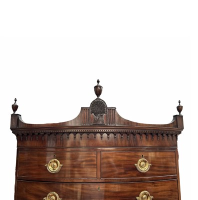 Lot 232 - A George III flame mahogany bow-fronted chest...