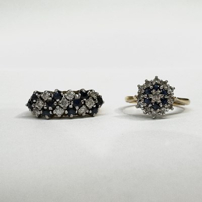 Lot 615 - Two 18ct gold sapphire and diamond rings