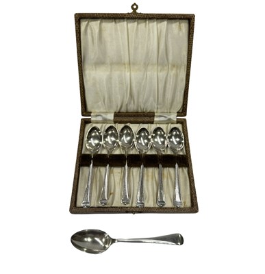 Lot 326 - Set of six silver tea spoons and another