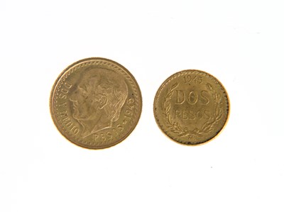 Lot 67 - Mexico, gold Dos Pesos, 1945, and gold Dos Y...