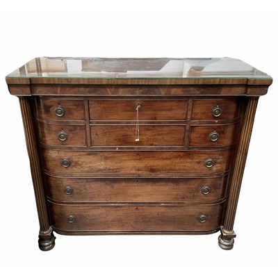 Lot 875 - A 19th century mahogany bowfront chest of...