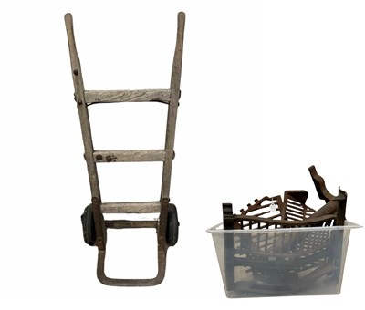 Lot 995 - A wood and cast iron sack truck or railway...