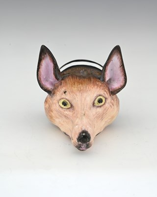 Lot 767 - A Staffordshire pearlware fox head stirrup cup,...