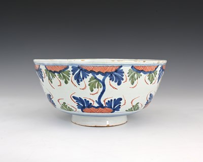 Lot 770 - An English Delft bowl, circa 1750, polychrome...