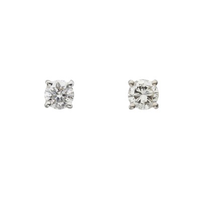 Lot 30 - A pair of 18ct gold diamond single-stone stud earrings