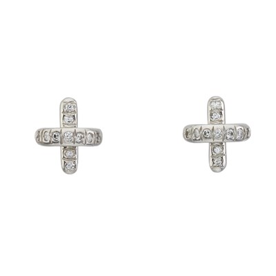 Lot 90 - Tiffany & Co., a pair of platinum diamond Cross Stitch stud earrings