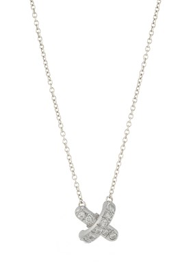 Lot 94 - Tiffany & Co., a platinum diamond Cross Stitch necklace