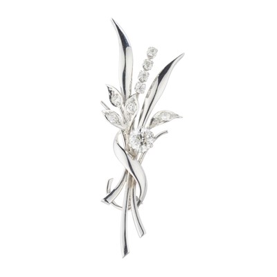 Lot 45 - A diamond floral spray brooch