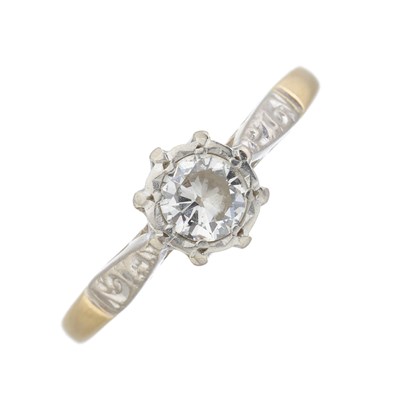 Lot 84 - A mid 20th century 18ct gold and platinum diamond single-stone ring