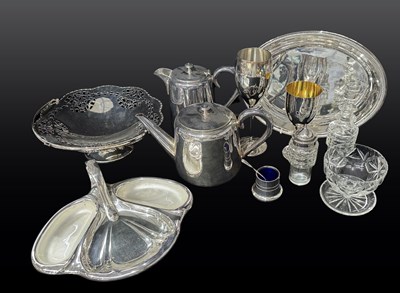 Lot 90 - An assortment of silver plated tableware, cut...