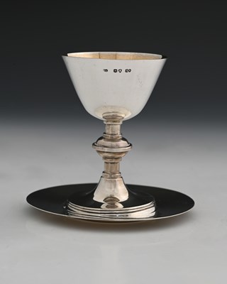 Lot 111 - A Victorian silver chalice and paten, parcel...