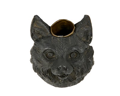 Lot 250 - A novelty patinated metal inkwell cast in the...