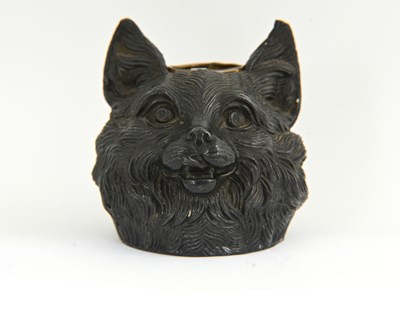 Lot 250 - A novelty patinated metal inkwell cast in the...