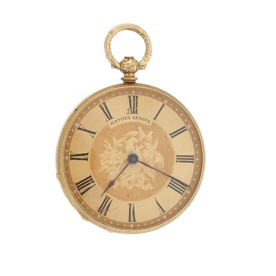 Lot 275 - Mathey, Geneve, an 18k gold open face pocket watch