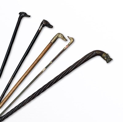 Lot 570 - A collection of zoomorphic walking sticks, a...