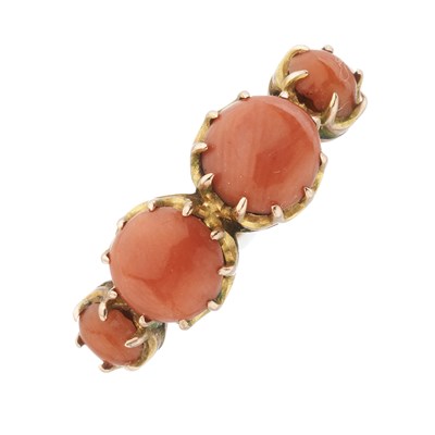 Lot 13 - A 19th century gold coral four-stone ring