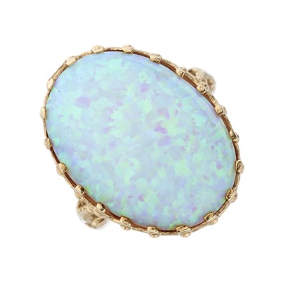 Lot 221 - A 9ct gold synthetic opal single-stone ring