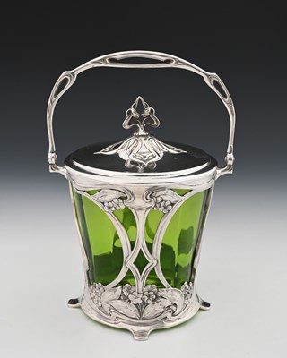 Lot 169 - WMF, a Jugendstil silver plated biscuit barrel,...