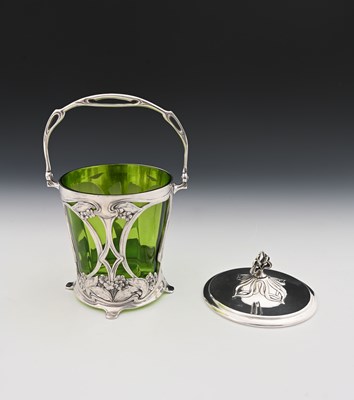 Lot 169 - WMF, a Jugendstil silver plated biscuit barrel,...