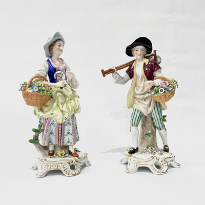 Lot 179 - Dresden figurines: A pair of 'Gardener'...