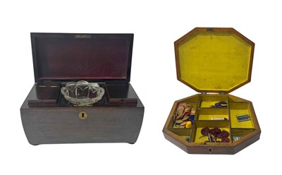 Lot 312 - A Tunbridge Ware octagonal parquetry games box,...