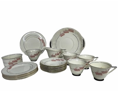 Lot 45 - Royal Doulton: An Art Deco 'Lido' pattern tea...