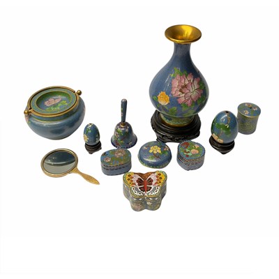 Lot 375 - A collection of Cloisonne brass wire and...