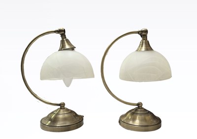 Lot 129 - A pair of brushed brass-effect desk lamps with...