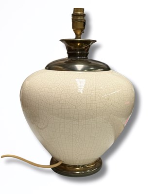 Lot 120 - A cream contemporary crackled ceramic lamp...