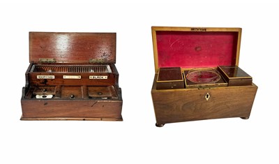 Lot 311 - A 19th century mahogany tea caddy with bone...