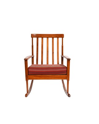 Lot 384 - A mid-Century Danish wooden rocking chair, bar...