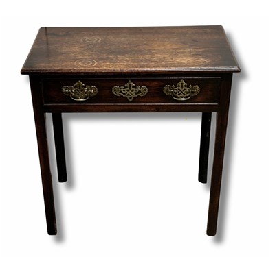 Lot 957 - George III oak single drawer side table with...