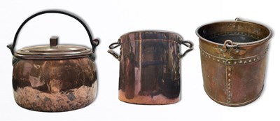 Lot 816 - 19th century copper: a cauldron and lid with a...