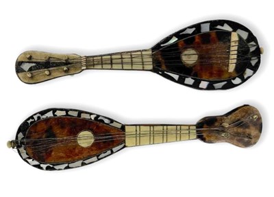 Lot 710 - A pair of miniature mandolins with bone and...