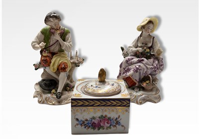 Lot 170 - Two Chelsea style figurines with anchor marks...