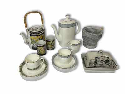 Lot 6 - A Chinese tea set with floral and tropical...