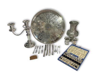 Lot 100 - An assortment of plate and metalware including,...