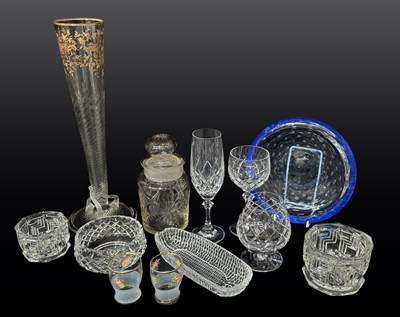 Lot 91 - Glass: a twisted flute form vase, tri-rope...