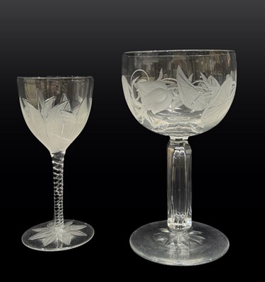 Lot 719 - Richardson of Stourbridge wine glass, etched...