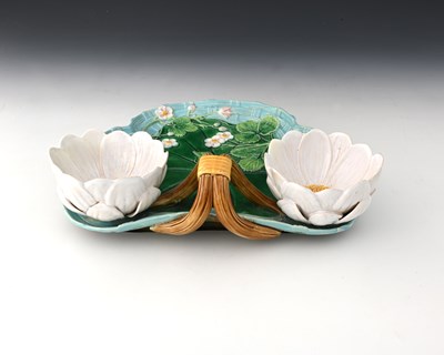 Lot 818 - A George Jones majolica strawberry dish, 1876,...