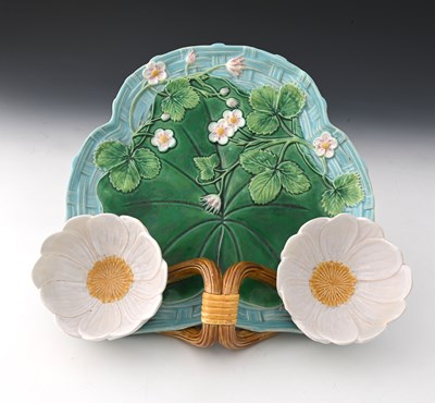 Lot 818 - A George Jones majolica strawberry dish, 1876,...