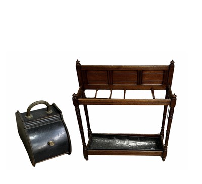 Lot 908 - A turned Edwardian mahogany umbrella rack and...