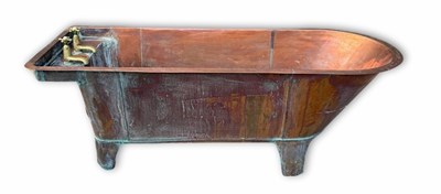 Lot 852 - A large copper bathtub with fitted Pontifex &...