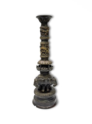 Lot 307 - An oriental cast bronze table lamp base, with...