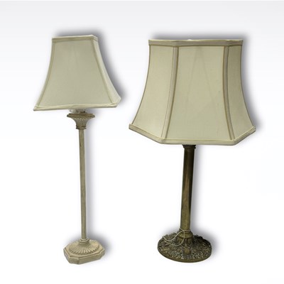 Lot 306 - Lamps: two lamps, one brass in a Victorian...