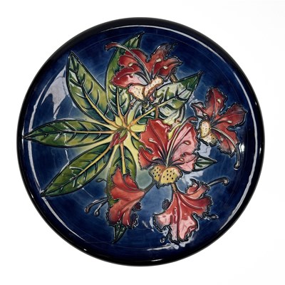 Lot 740 - Moorcroft, 'Simeon' pattern charger, tube...