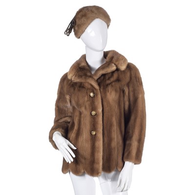 Lot 526 - A pastel mink jacket and hat.