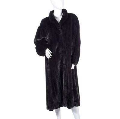 Lot 525 - London Label, a full-length dark ranch mink coat.